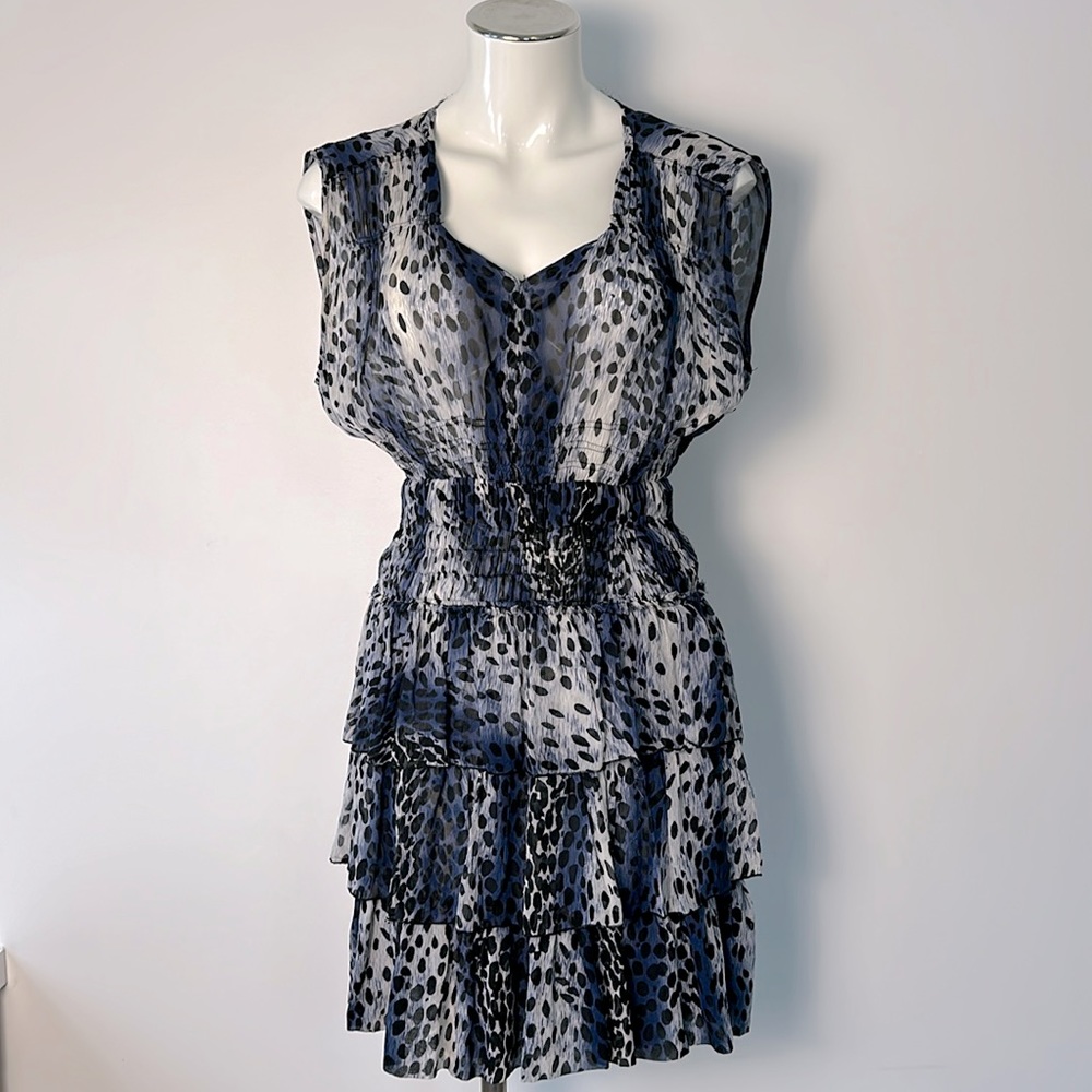 ISABEL MARANT Small Leopard Print Dress Tiered Skirt Lightweight